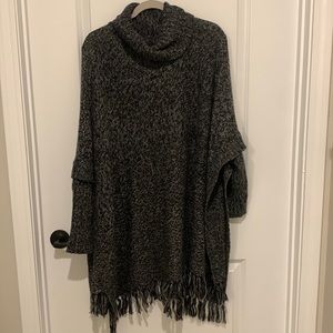 Black and grey poncho